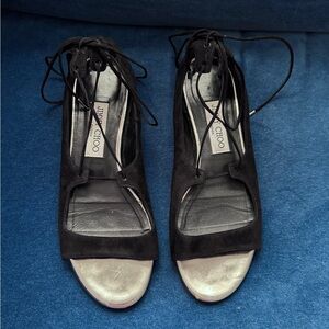 Jimmy Choo Women’s vernie suede‎ lace up ballets flats Size 37